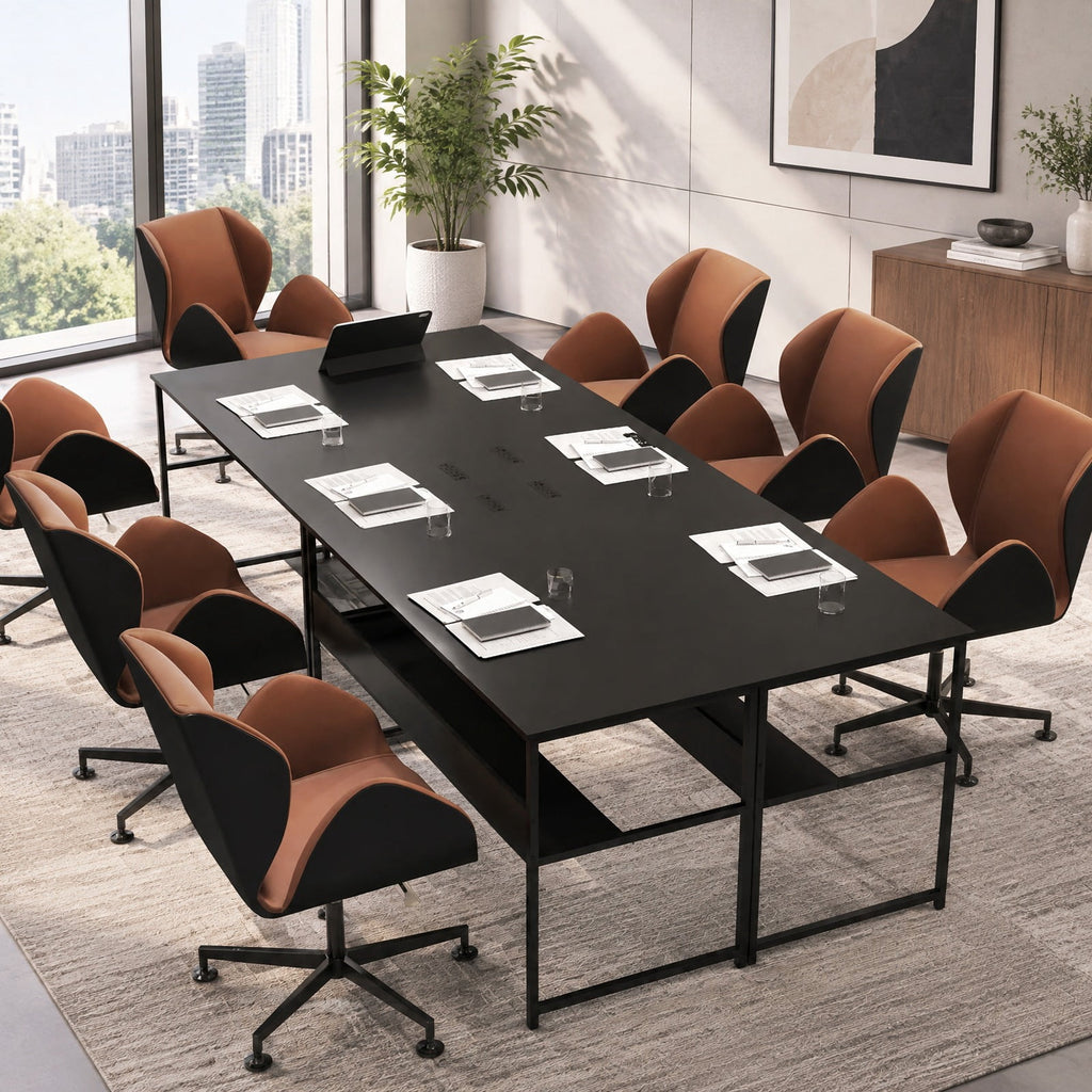 Airfind 55 x 24 inch Computer Desk with Power Outlets and USB Ports, 220 lbs Capacity, Engineered Wood Metal Frame, Black