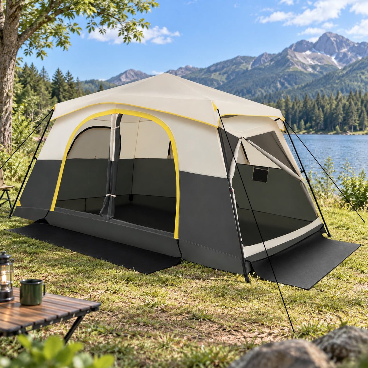 Airfind 10 Person Instant Cabin Camping Tent with Rainfly 13 ft x 9 ft Portable Large Family Tent, Beige
