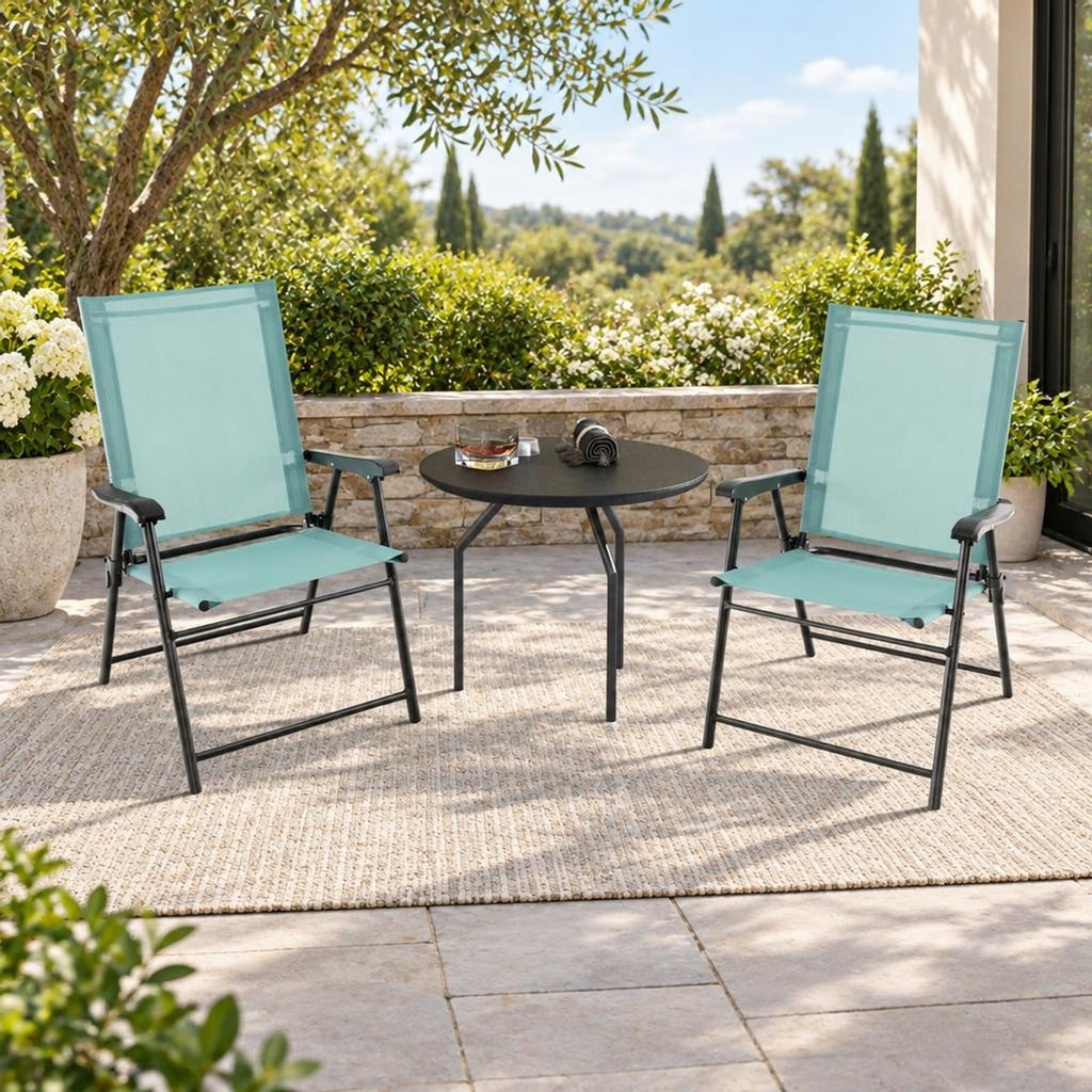 Airfind 2 Set of Patio Dining Chair with Armrests and Metal Frame, Chair 330 lbs Capacity, Metal Fabric Unfolding Frame, 25.5 x 24 x 37 Footprint