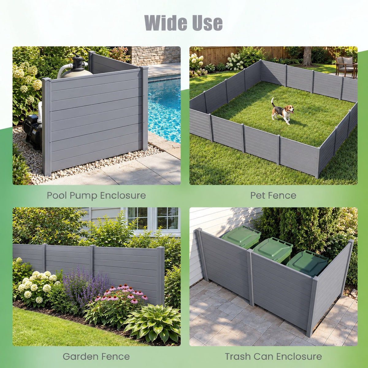 Airfind 48 x 38 Inch Air Conditioner Fence 2 Panels with Metal Ground Stakes, PVC Frame, 48 x 48 x 55 Footprint, Gray