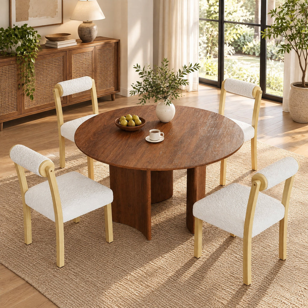 Airfind Wooden Dining Chair with Rubber Wood Frame and Cylinder Back Set of 2, 330 lbs Capacity, 20 Inch x 23.5 Inch x 34 Inch Footprint, White