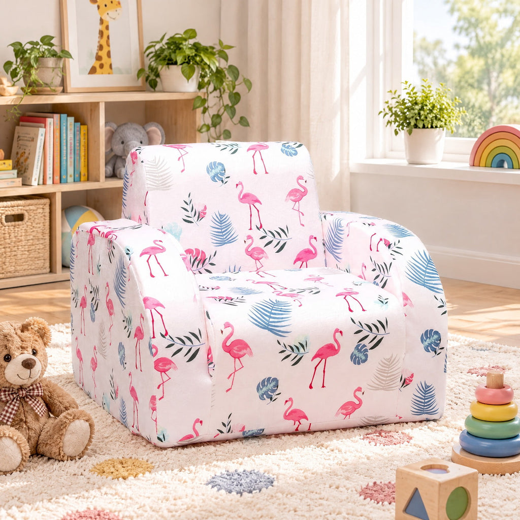 Airfind 3-in-1 Convertible Kid Sofa Bed Flip-Out Chair Lounger for Toddler, 66 lbs Capacity, Velvet fabric sponge Fully expanded Frame, Pink