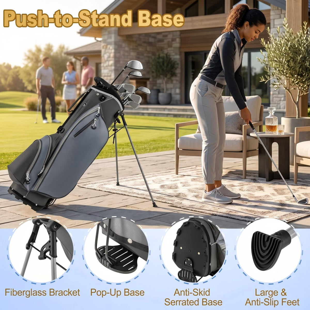 Airfind Mens Complete Golf Club Package Set, 10-Piece Right-Handed Kit with 460cc Driver, Fairway Wood, Hybrid, Irons, Putter and Stand Bag, Gray