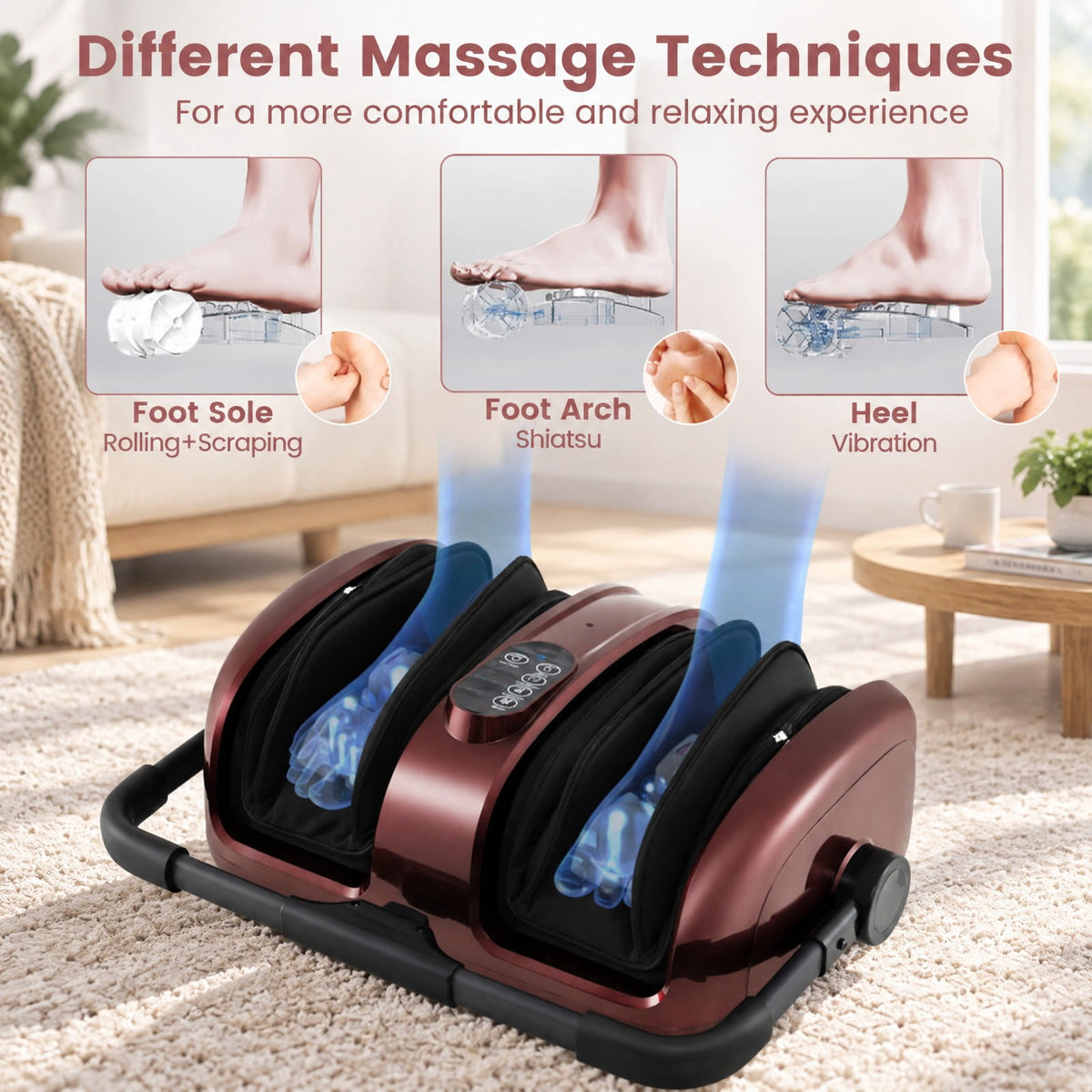 Airfind Foot and Calf Massager with Heat for Blood Circulation Pain Relief, ABS Frame, 23 x 18 x 9 Footprint, Red