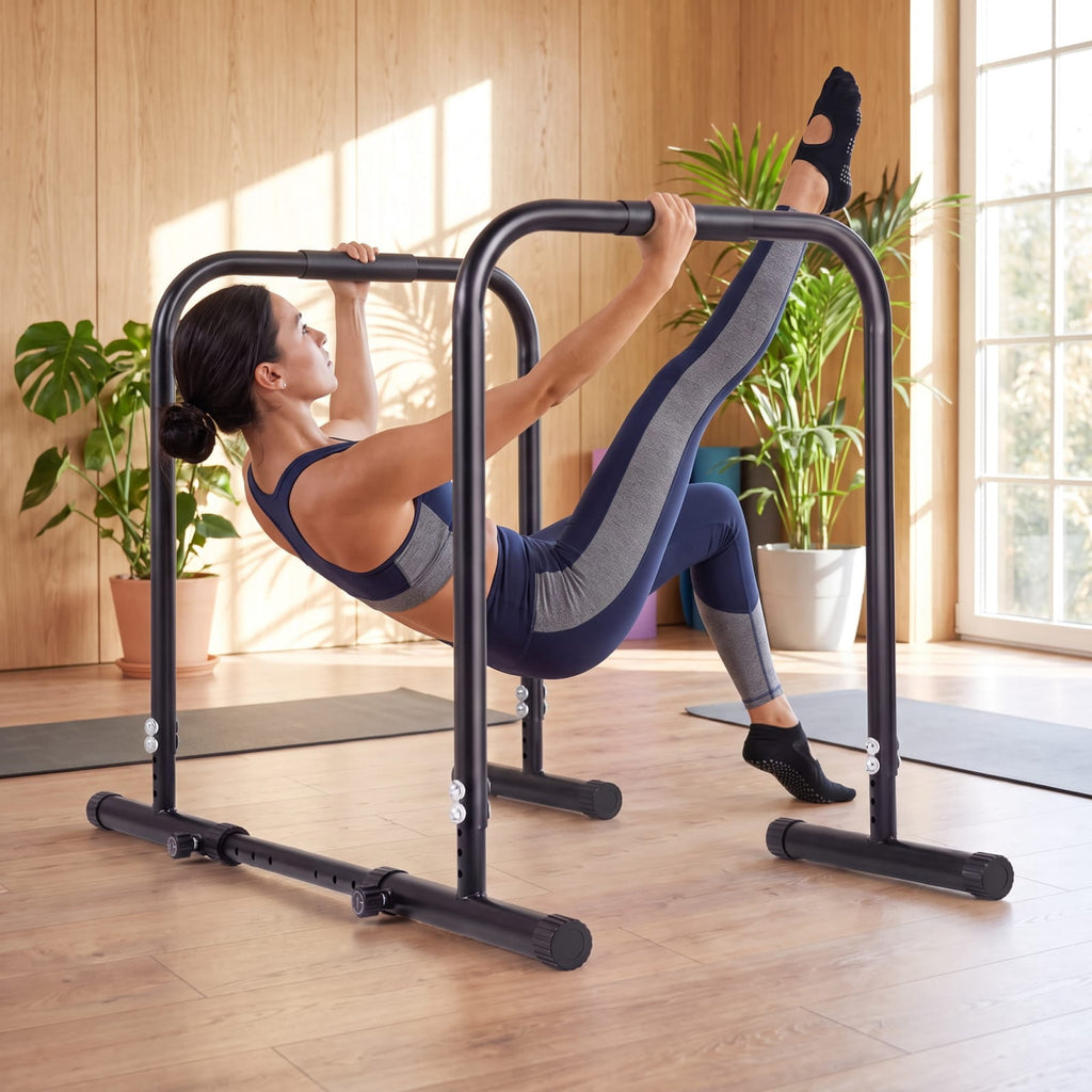 Airfind Adjustable Dip Bar Station with 4 Height and 5 Width Settings and Foam Padded Handles for Calisthenics and Strength Training, Black