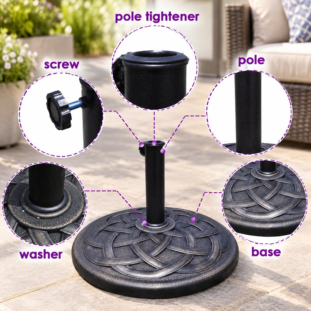 Airfind 22 Inch Heavy Duty Round Umbrella Base Stand, Steel upright and resin base Round base Frame, Bronze