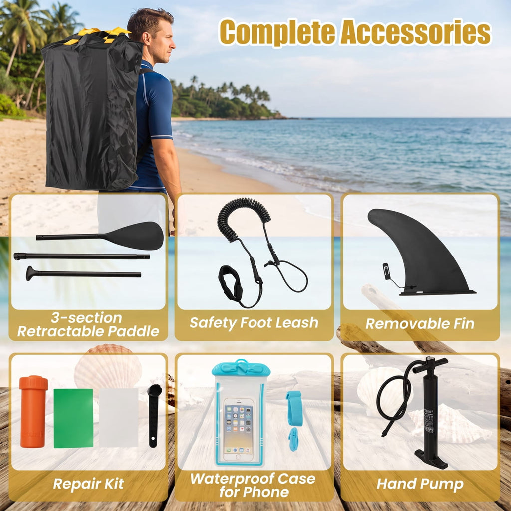 Airfind 11 Feet Premium Inflatable Stand Up Paddle Board with Adjustable Paddle Pump Backpack and Repair Kit for Adults, Multicolor