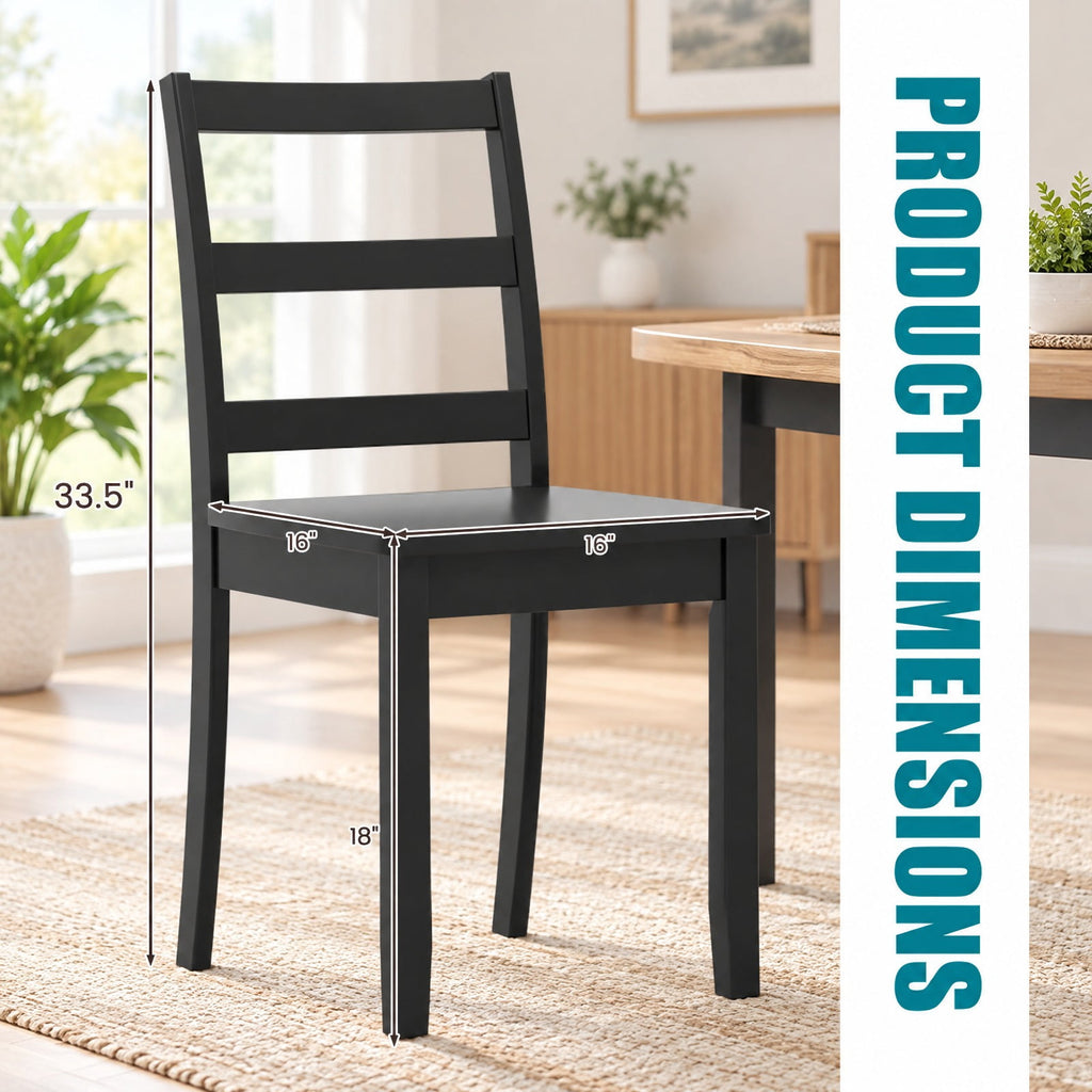 Airfind Set of 2 Wood Dining Chairs with Solid Rubber Wood Legs, 400 lbs Capacity, Rubber Wood MDF Plywood Frame, Black