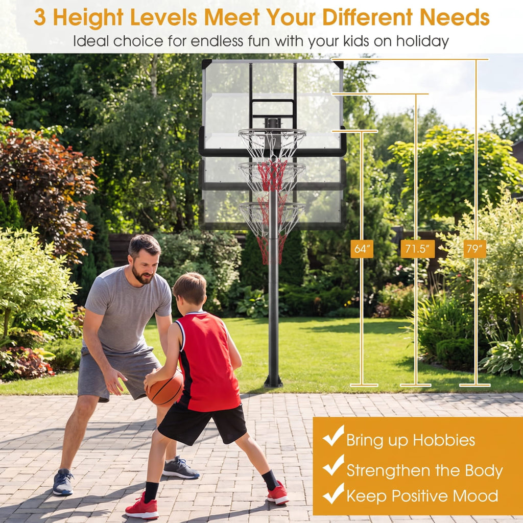 Airfind Portable Basketball Hoop with 5.4 to 6.6 Foot Adjustable Height 50 Inch Shatterproof Backboard and Fillable Base for Backyard Poolside, Black
