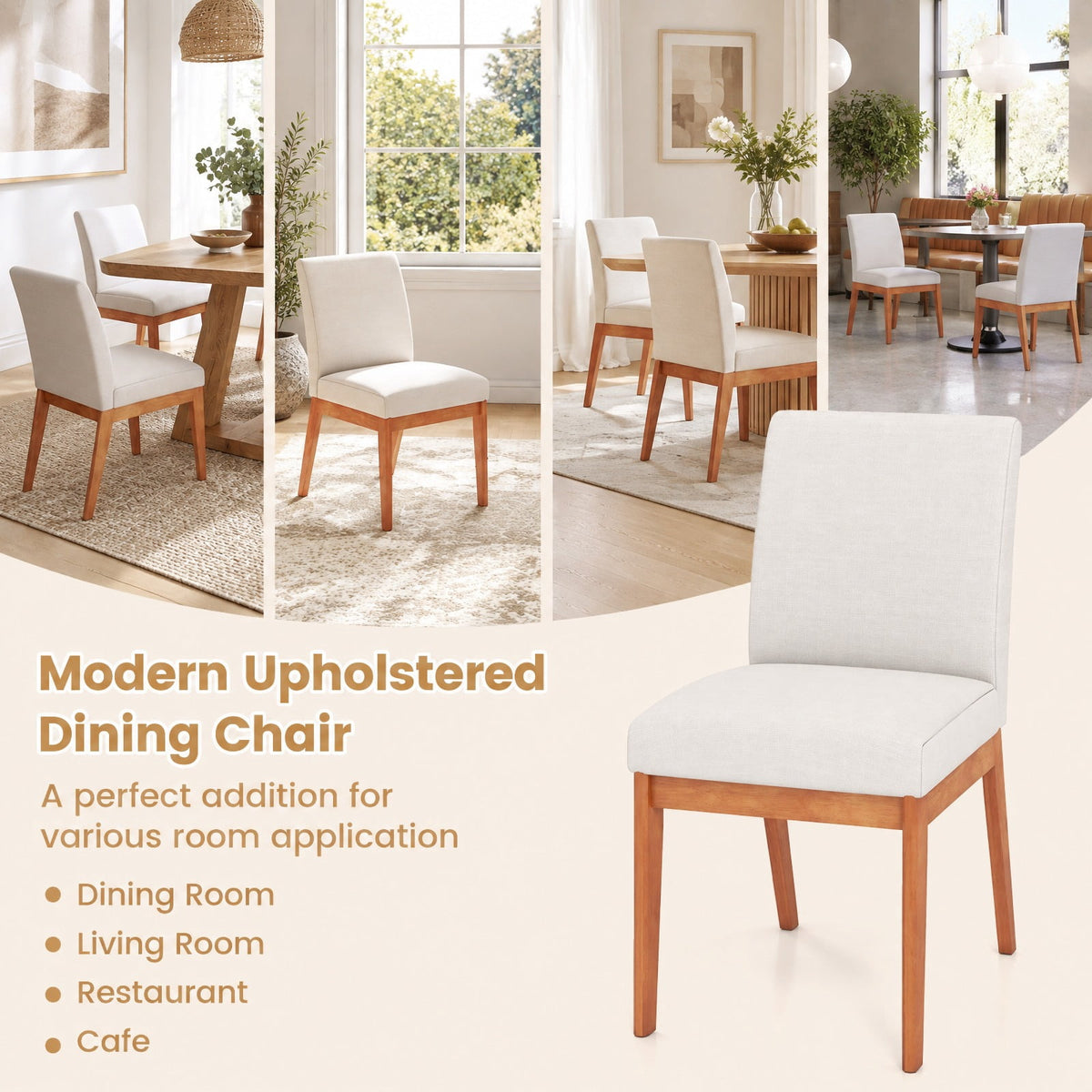 Airfind Upholstered Dining Chairs Set of 2 Kitchen Armless Side Chairs with Rubber Wood Legs, Chair 330 lbs Capacity, 17.5 x 23 x 34 Footprint