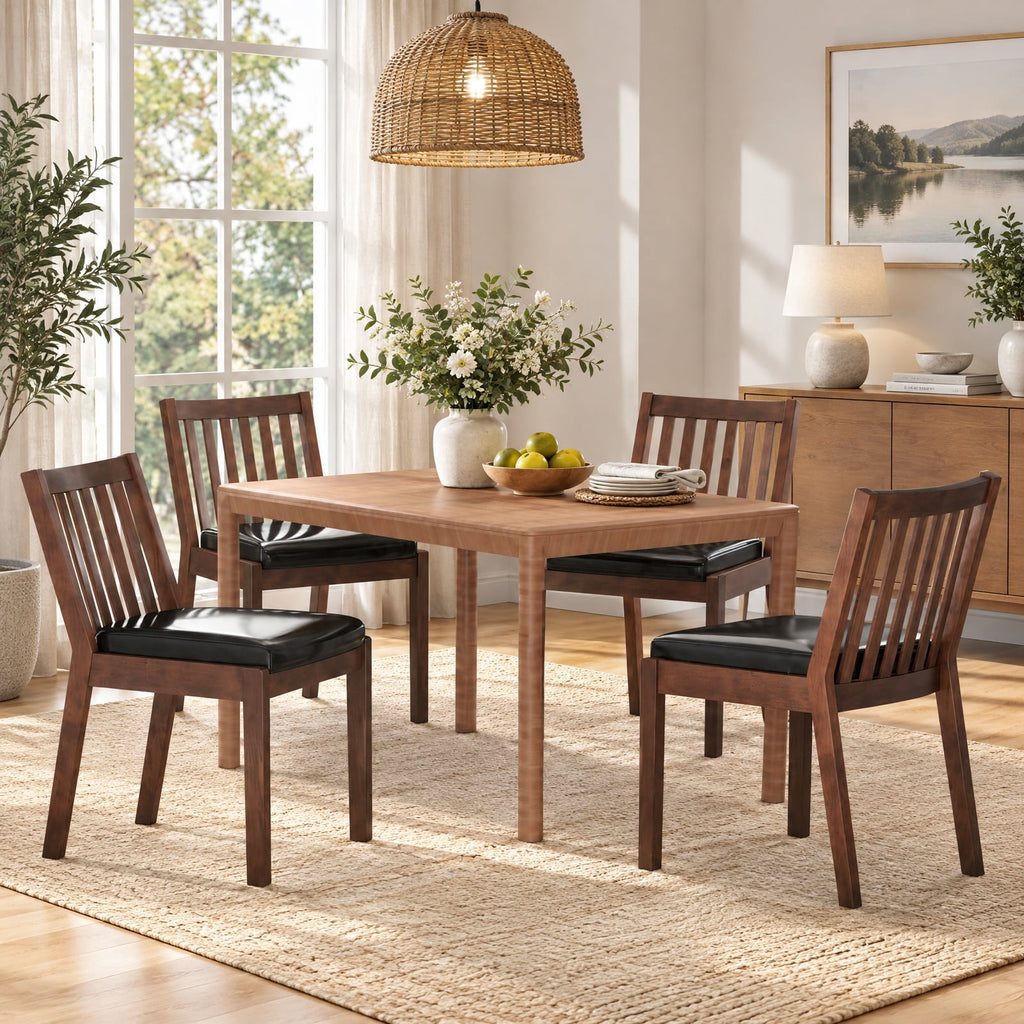 Airfind PU Leather Upholstered Dining Chair with Padded Seat Set of 4, 400 lbs Capacity, Rubber Wood PU Leather Sponge Frame, Espresso