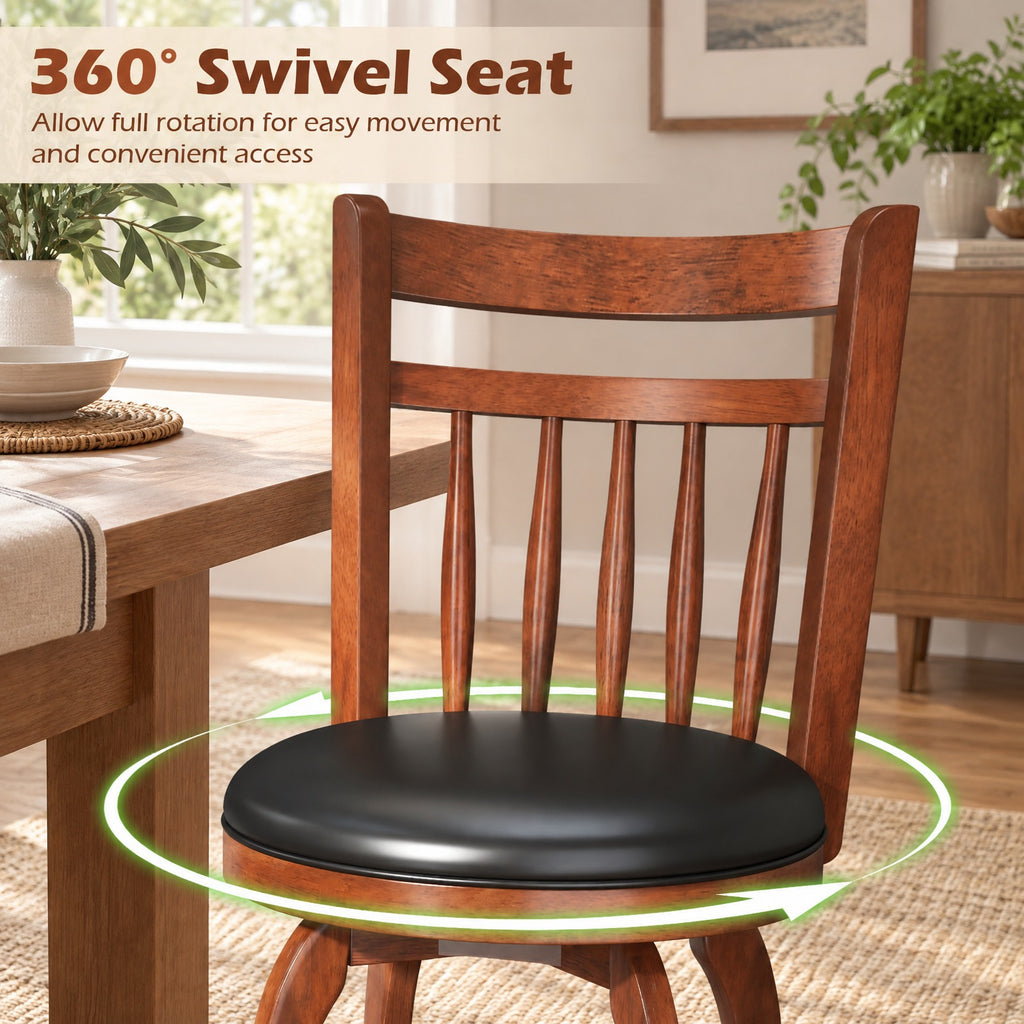 Airfind Swivel Bar Stools Set of 2 Counter Height Faux Leather Upholstered Barstools-24 Inches, 330 lbs Capacity, Expresso and Black