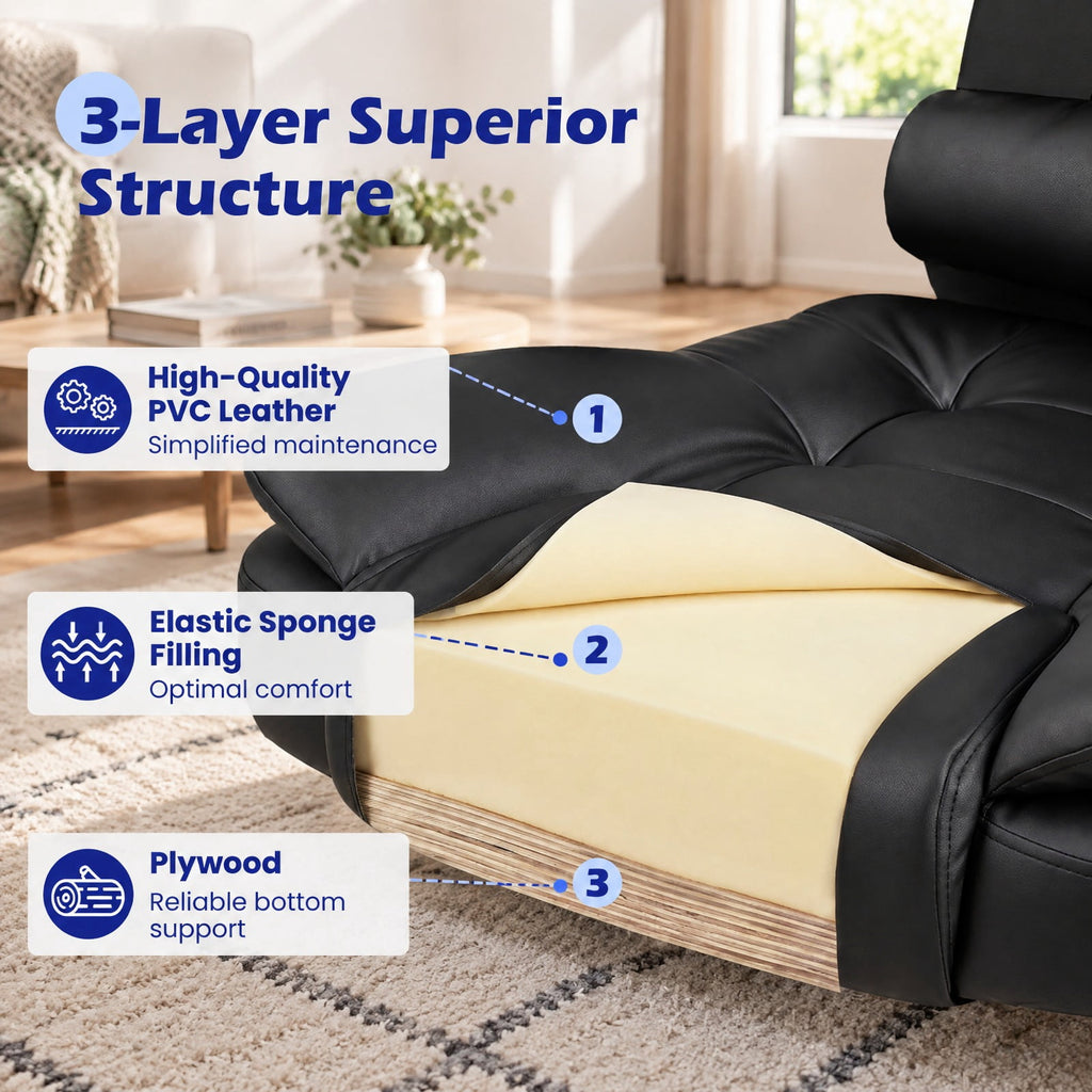 Airfind Big High Back Executive Chair with Linkage Armrests and Leather Padded Seat for Office, 330 Lbs Capacity with Black: PVC Leather Sponge, Black