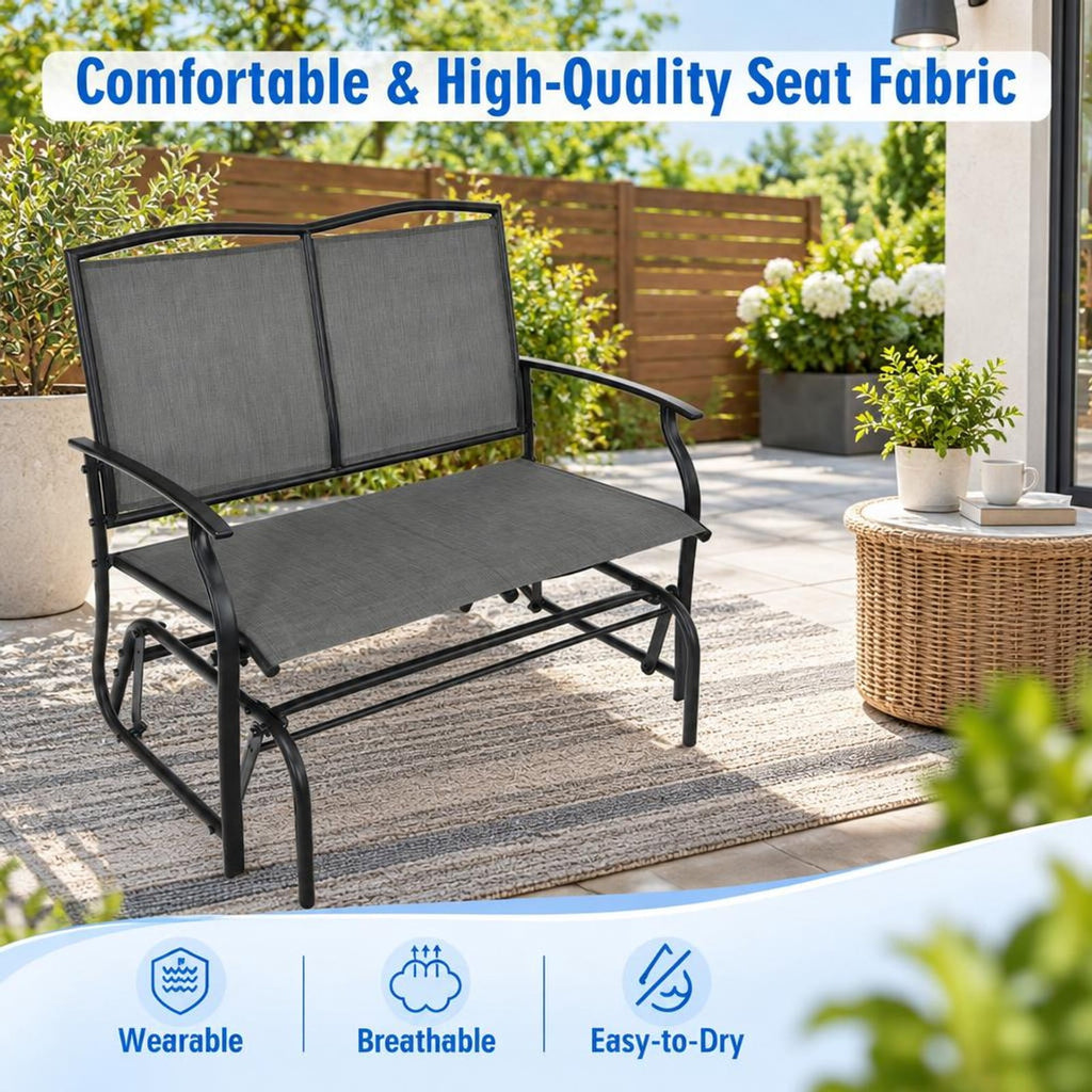Airfind Iron Patio Rocking Chair for Outdoor Backyard and Lawn, 396 lbs Capacity, Steel and textilene Frame, 41.3 x 28.1 x 36.6 Footprint, Gray