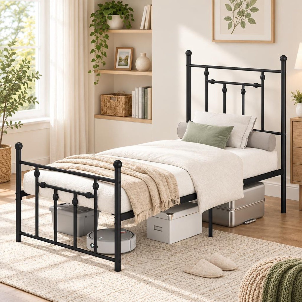 Airfind Full/Queen/Twin Size Heavy-duty Metal Bed Frame with Headboard, 660 lbs Capacity, Metal Frame, 78 x 40 x 50 Footprint, Black