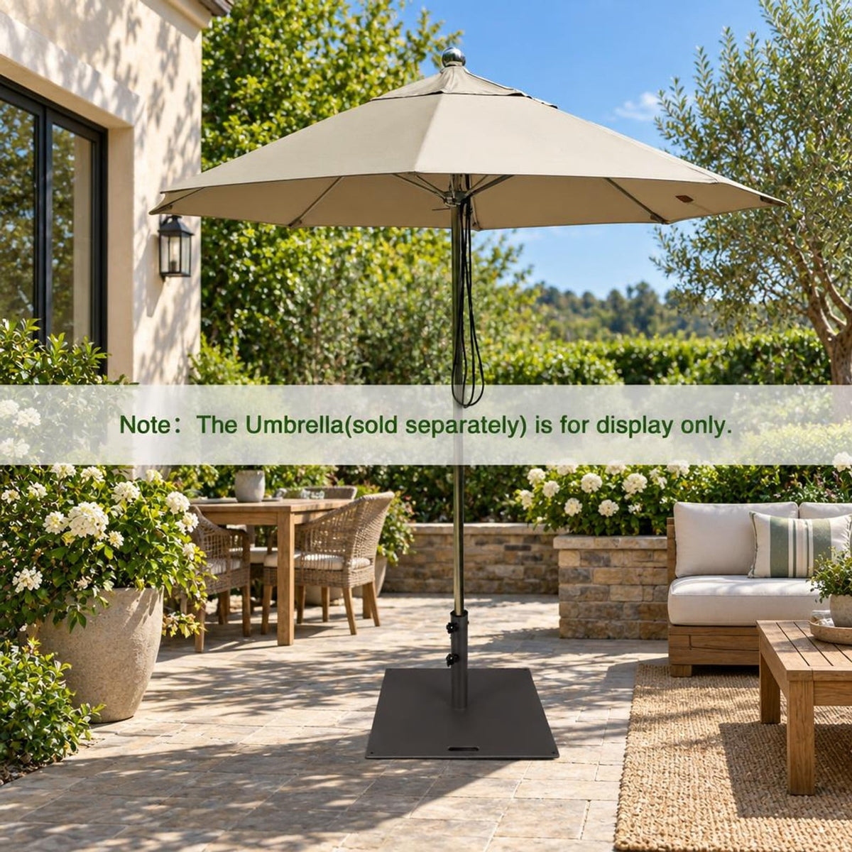 Airfind 24 Inch Square Patio Umbrella Base 50 LBS Weighted, Steel PP Frame, 24 x 24 x 14 (L x W x H) Suitable Footprint, Black