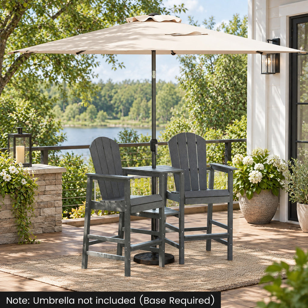 Airfind 2-Seat Adirondack Chair All-Weather Adirondack Chair with Double Connecting Tray, Chair 330 lbs Capacity, HDPE Frame, Gray