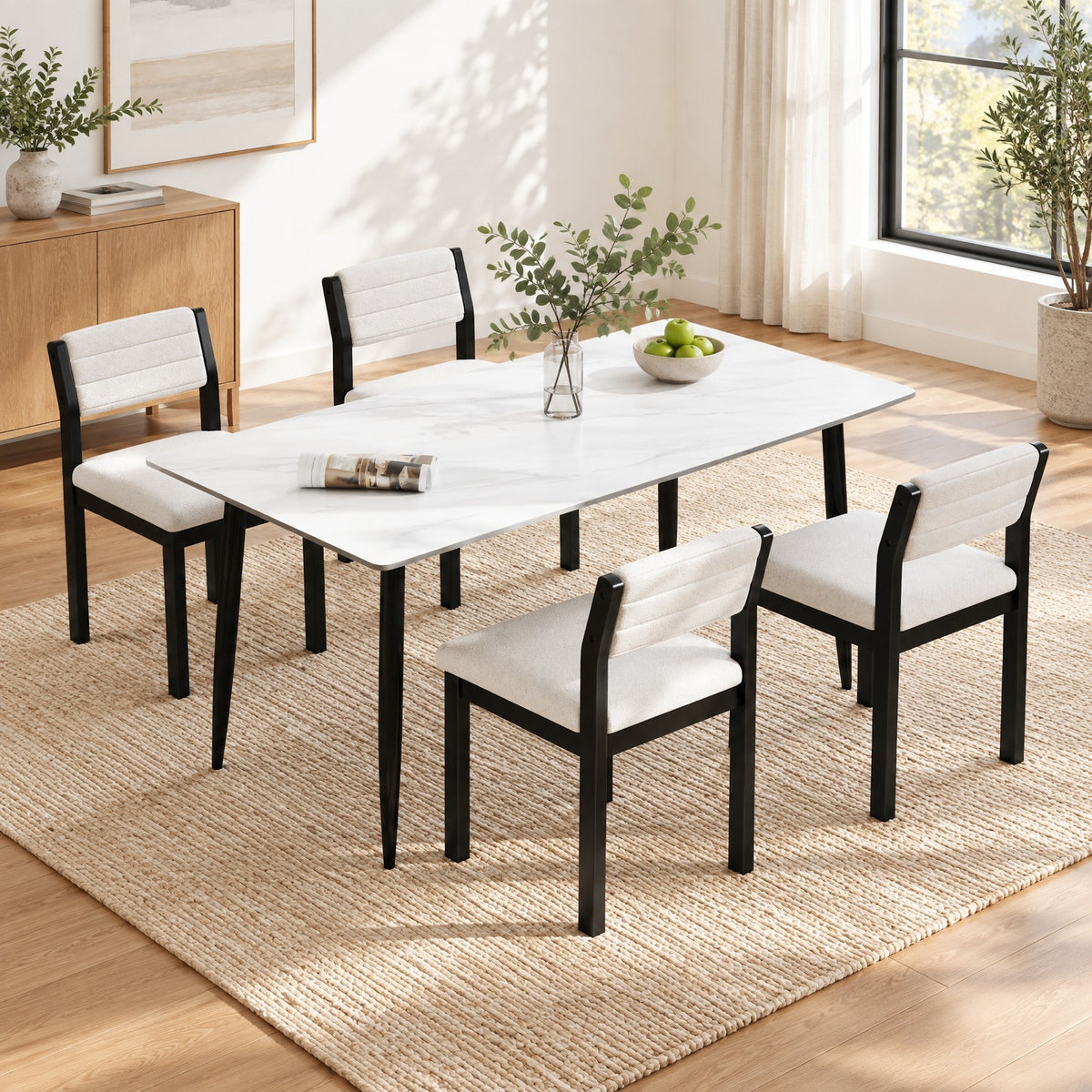 Airfind Set of 2 Dining Chairs Sherpa Upholstered Armless Chair with Wood Frame, Faux Sherpa Rubber Wood Plywood Frame, White