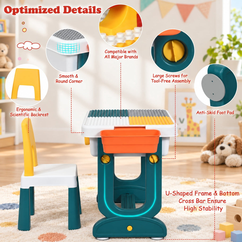 Airfind 5-in-1 Kids Activity Table Set, 220 lbs Capacity, PP PE ABS Frame, for Over 3 years old, As shown in the picture