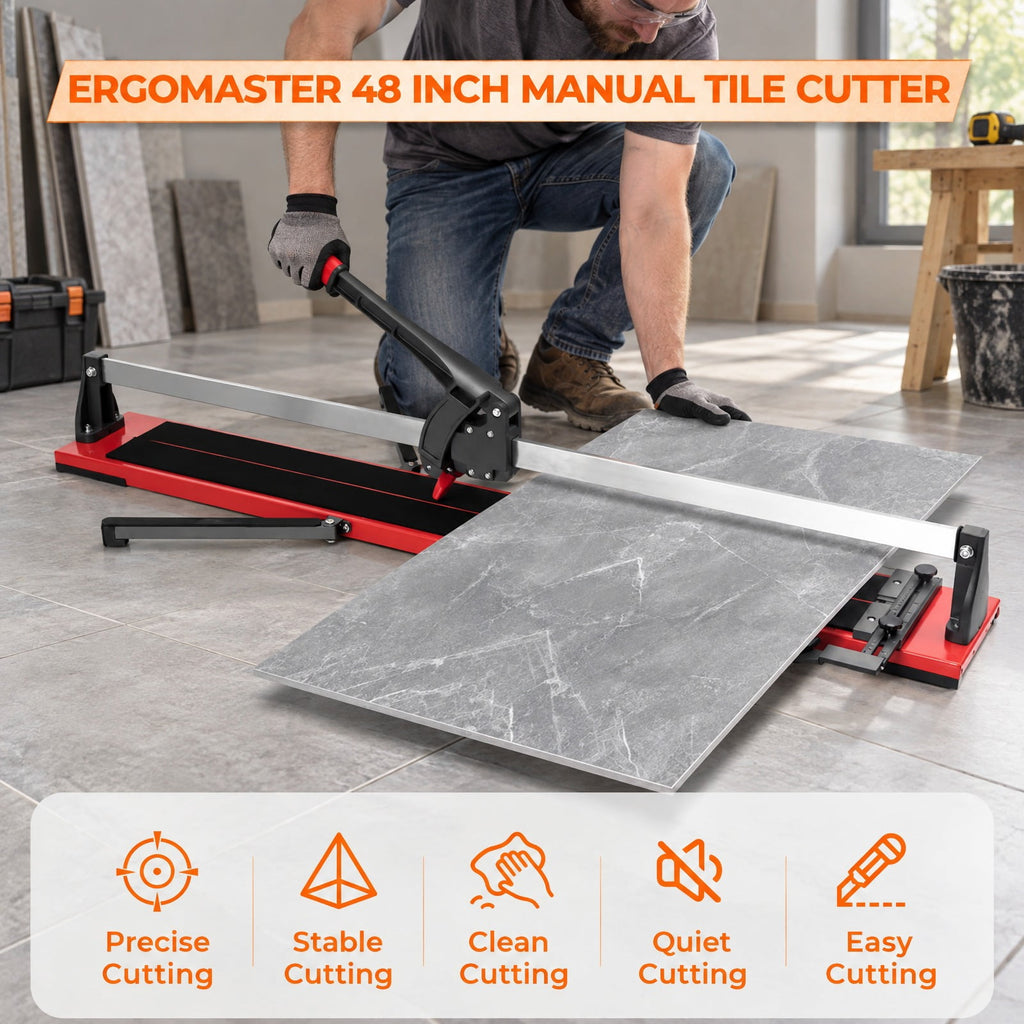 Airfind 48 Inch Manual Tile Cutter Porcelain Cutter Machine, Iron plastic tungsten carbide Frame, 56.5 x 9 x 9 Footprint, As the picture shows