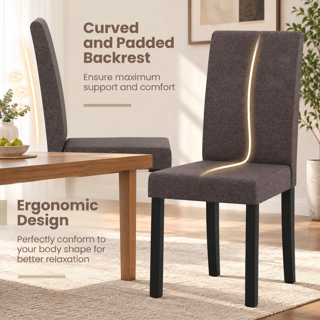 Airfind Set of 2 Dining Chair Mid-Century Modern Fabric Upholstered Parson Chairs, Chair 330 lbs Capacity, 17in x 22in x 35.5in Footprint, Brown