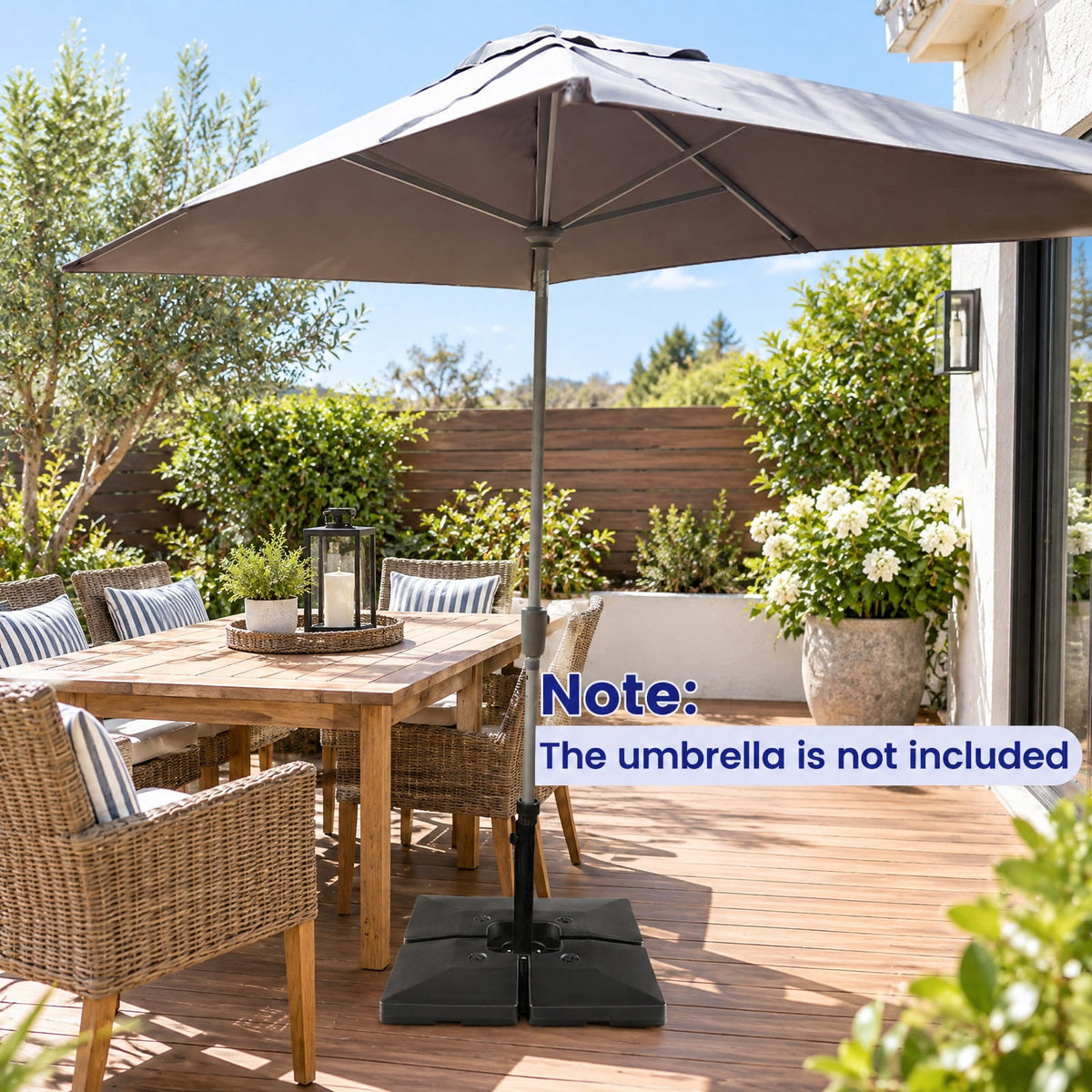 Airfind 4-Piece 20L Cantilever Offset Patio Umbrella Base, Providing 200 lbs large water filling capacity, Each plates can be stacked up to save space