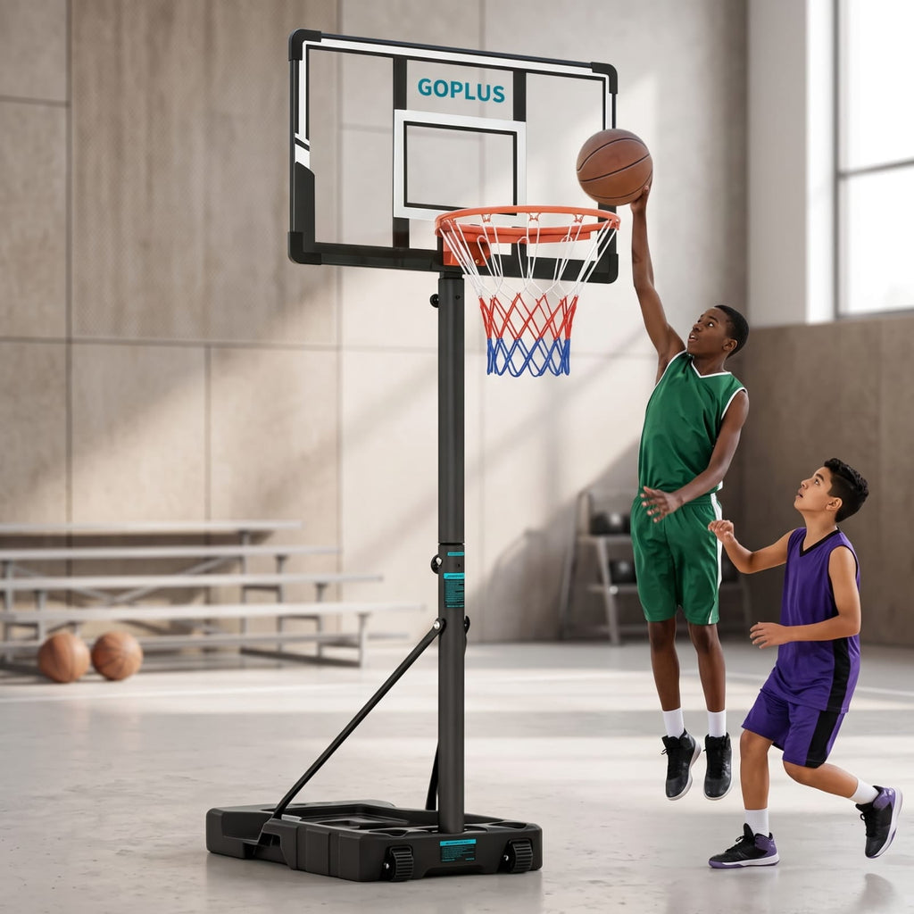 Airfind Portable Basketball Hoop with 3.3 to 10 Foot Adjustable Height Shatterproof Backboard and Fillable Base for Backyard Driveway Play, Black