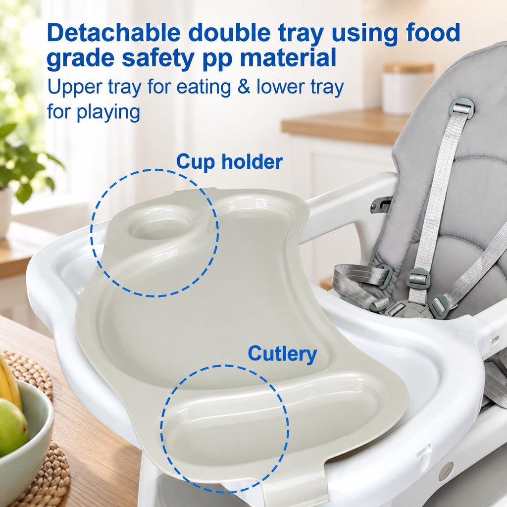 Airfind 3-in-1 Youth High Chair with Lockable Universal Wheels, 50 lbs Capacity, PP, Model BB5604GR, PP PE Sponge Construction, Unspecified