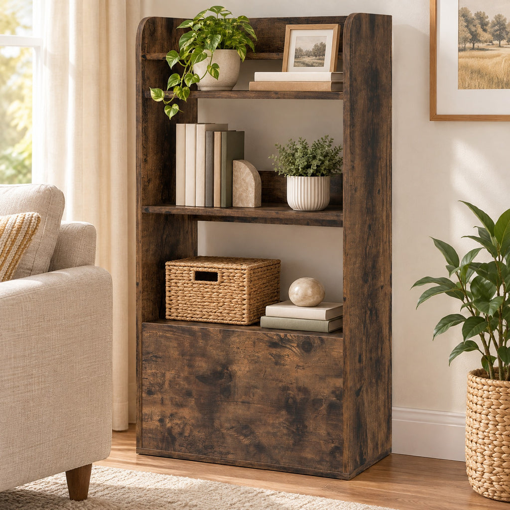 Airfind Freestanding Bookshelf with 3-Tier Open Shelf, 44 lbs Capacity, Engineered Wood MDF Frame, 21.5 x 11.5 x 41.5 Footprint, Brown