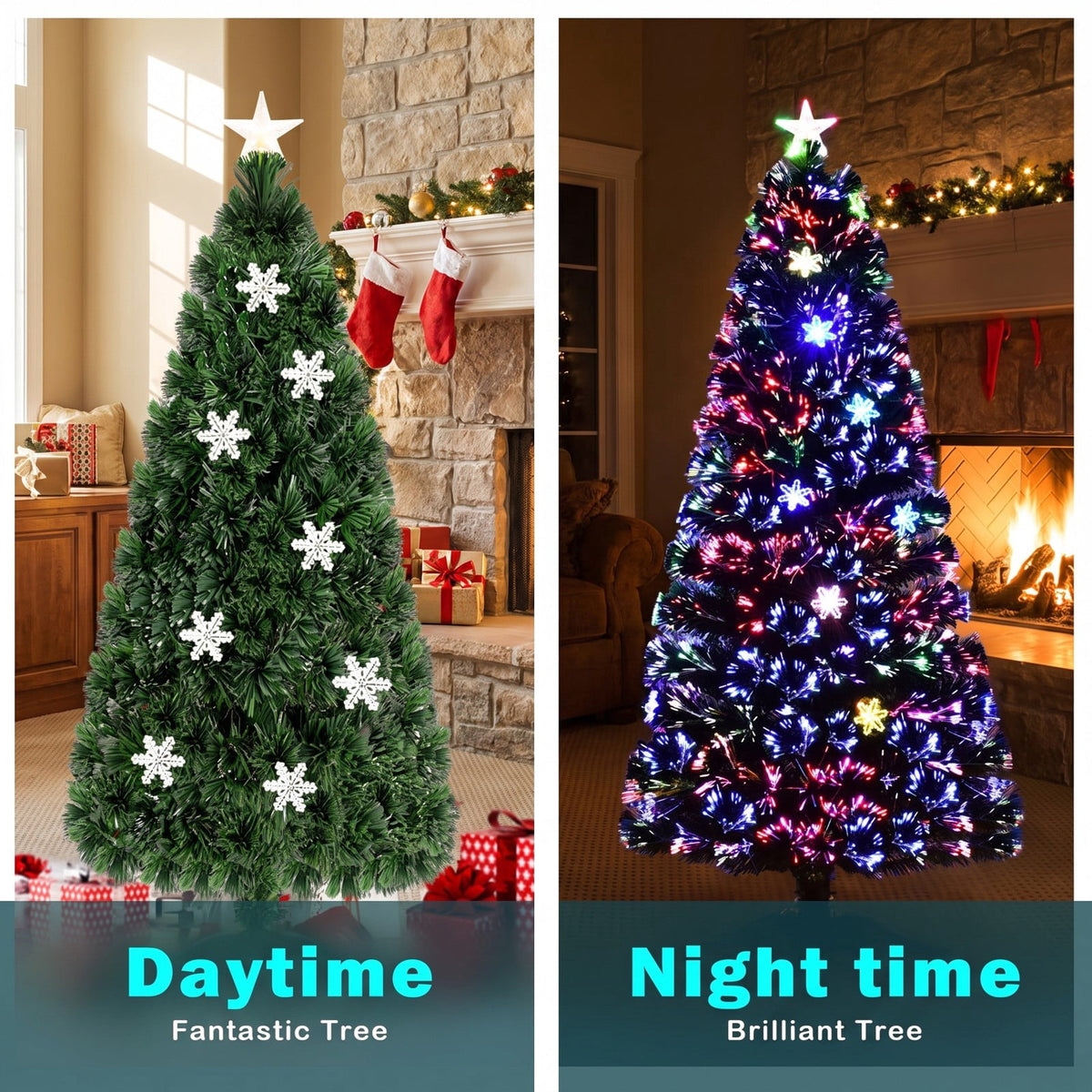 Airfind LED Optic Artificial Christmas Tree with Snowflakes-5 Feet, PVC Frame, 2.4 x 5 (Diameter x H) Height: 5 ft Weight: About 8 lbs Footprint