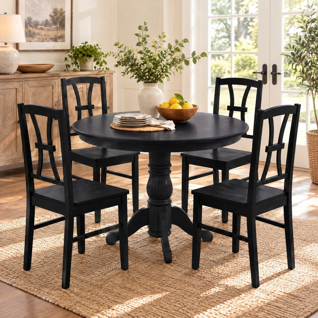 Airfind 400 Lbs Capacity Dining Chair Set of 4 with Cross Backrest and Rubber Wood, 400 Lbs Capacity, Rubber Wood Engineered Wood, Black