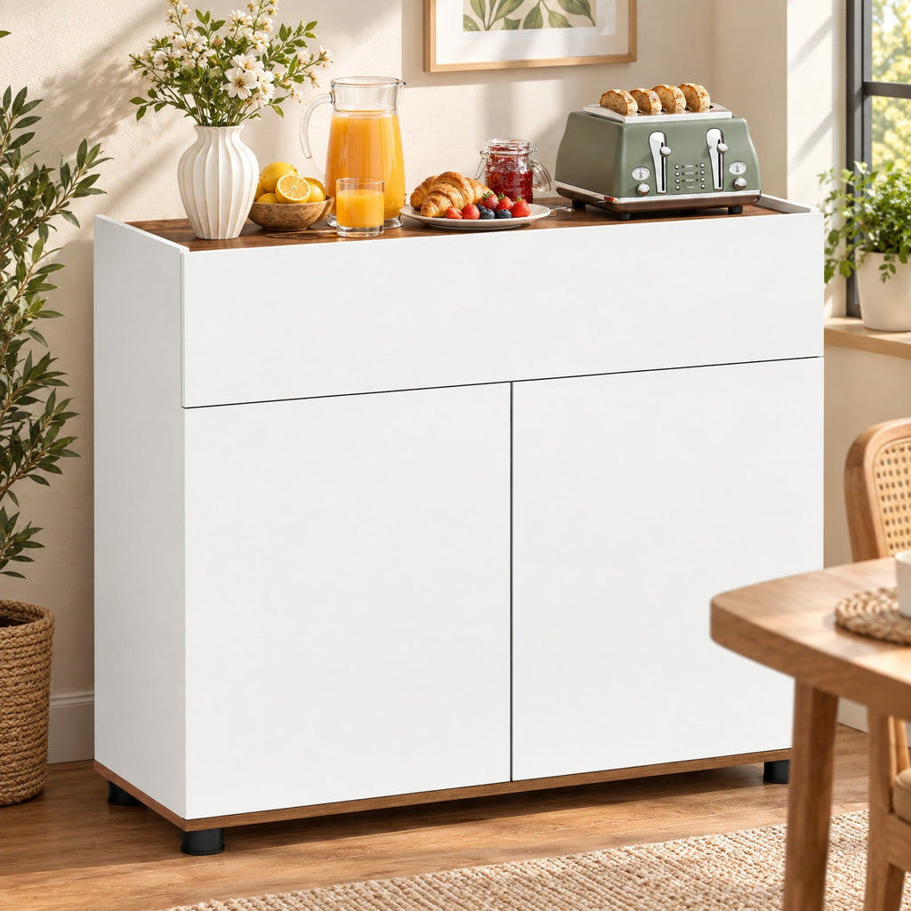 Airfind Sideboard Buffet Cabinet with Storage Wooden Kitchen Storage Cabinet, 44 lbs Capacity, Engineered Wood MDF PP Frame, Black