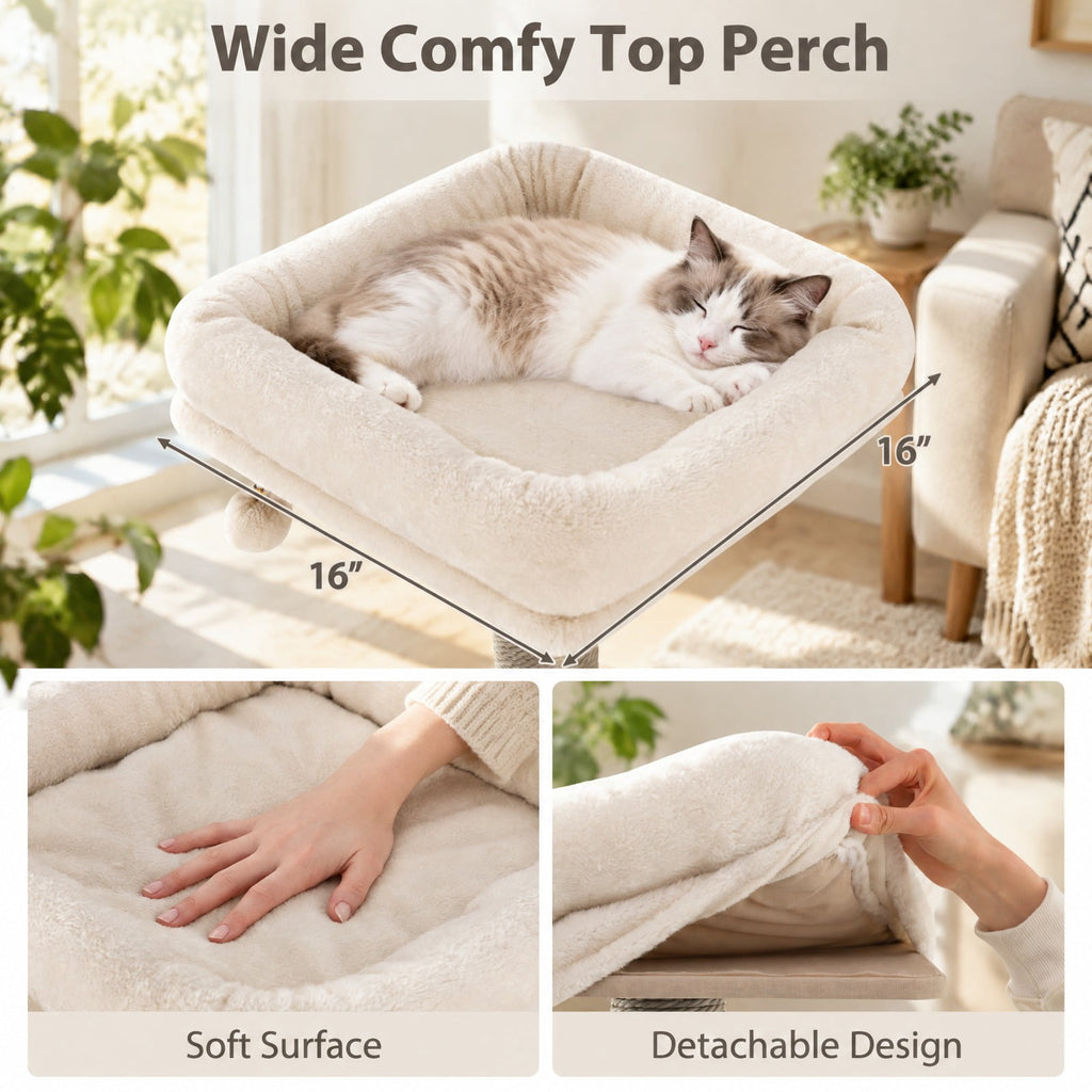Airfind Multi-level Cat Tree for Indoor Cat 59.5 inch Tall Cat Tower with Cushion Top Perch, 23 Inch x 19 Inch Cat Condo Footprint, Gray