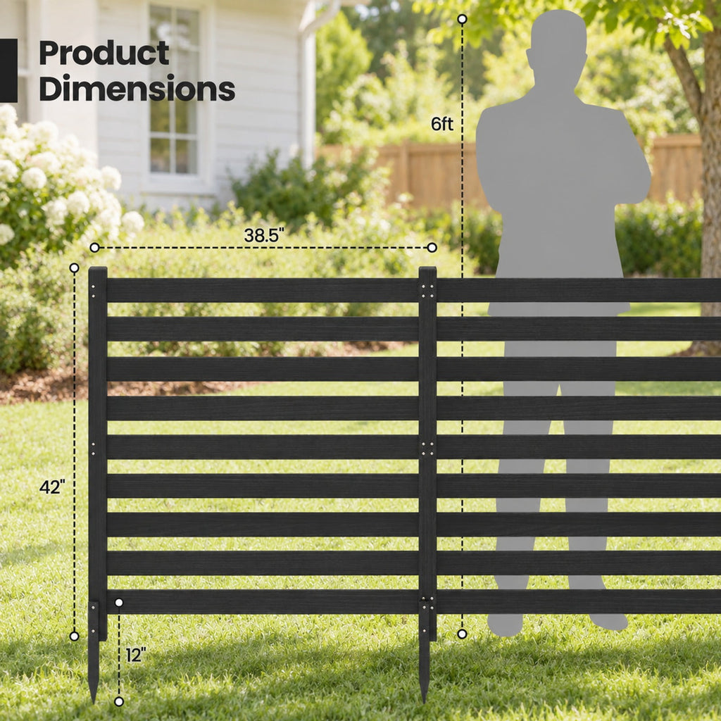 Airfind 2-Panel Wooden Outdoor Privacy Fence with Ground Stakes, Fir Wood Frame, Black, Product Dimensions of Each Screen 38.5 Inch
