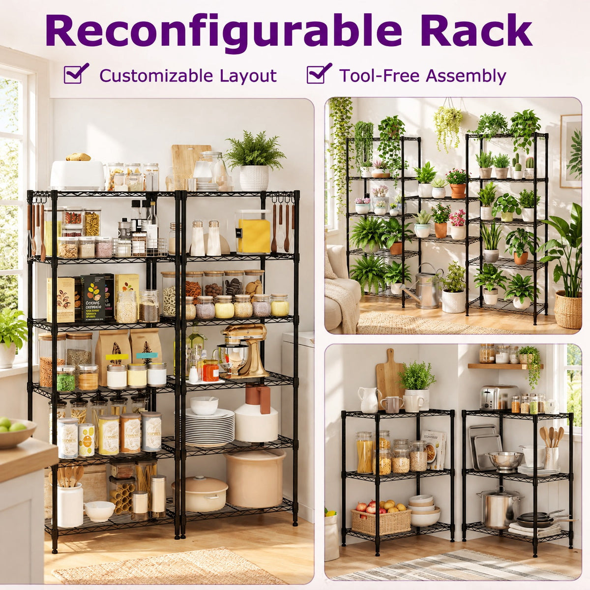 Airfind 6-Tier Metal Storage Shelving Unit with V-Shaped Wire Rack and 900 LBS Capacity, 900 lbs Capacity, Metal Frame, Black