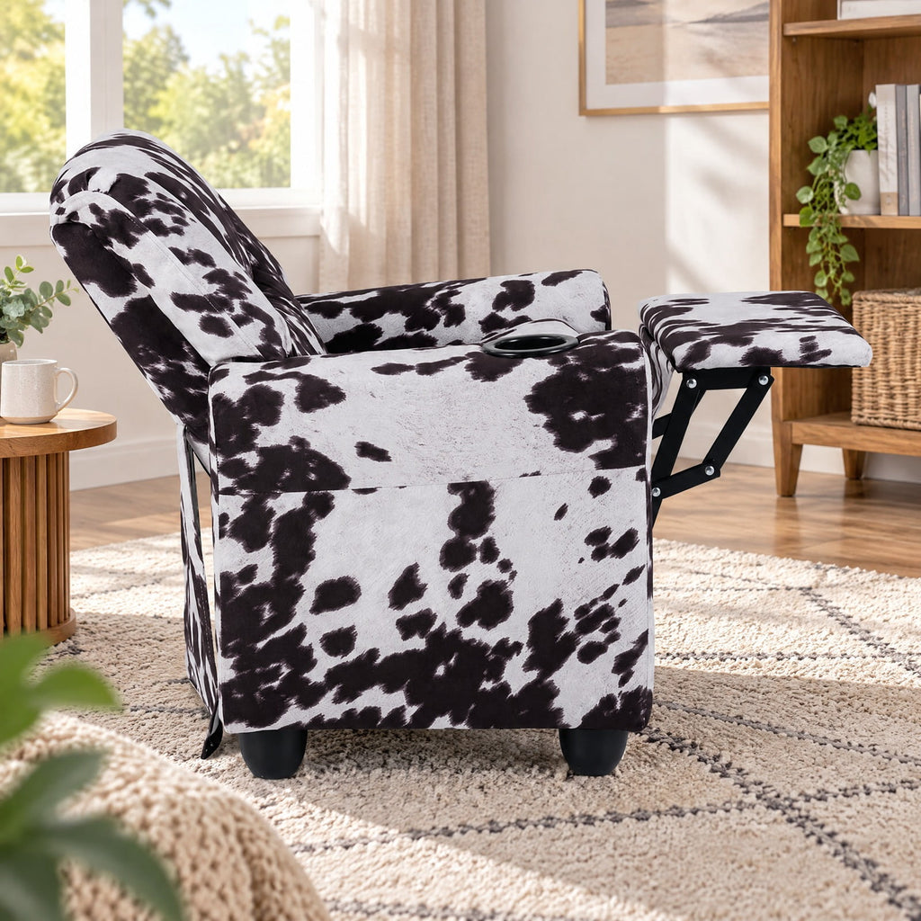 Airfind Kids Recliner Chair Push Back Toddler Reclining Armchair with Cup Holder, 150 lbs Capacity, Wood Frame, for 3+ years old, White