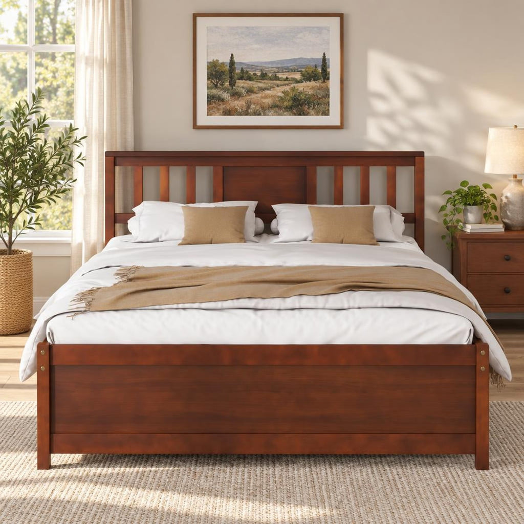 Airfind Wooden Platform Bed with Headboard and Wood Slat Support, 440 lbs Capacity, Pine Wood MDF Plywood Twin Frame, Wood