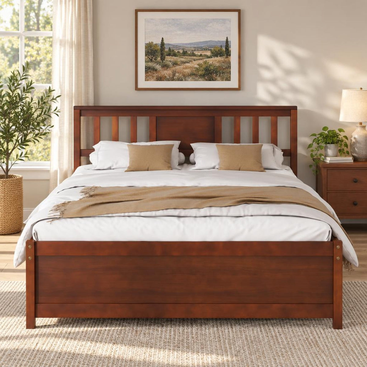 Airfind Wooden Platform Bed with Headboard and Wood Slat Support, 440 lbs Capacity, Pine Wood MDF Plywood Twin Frame, Wood