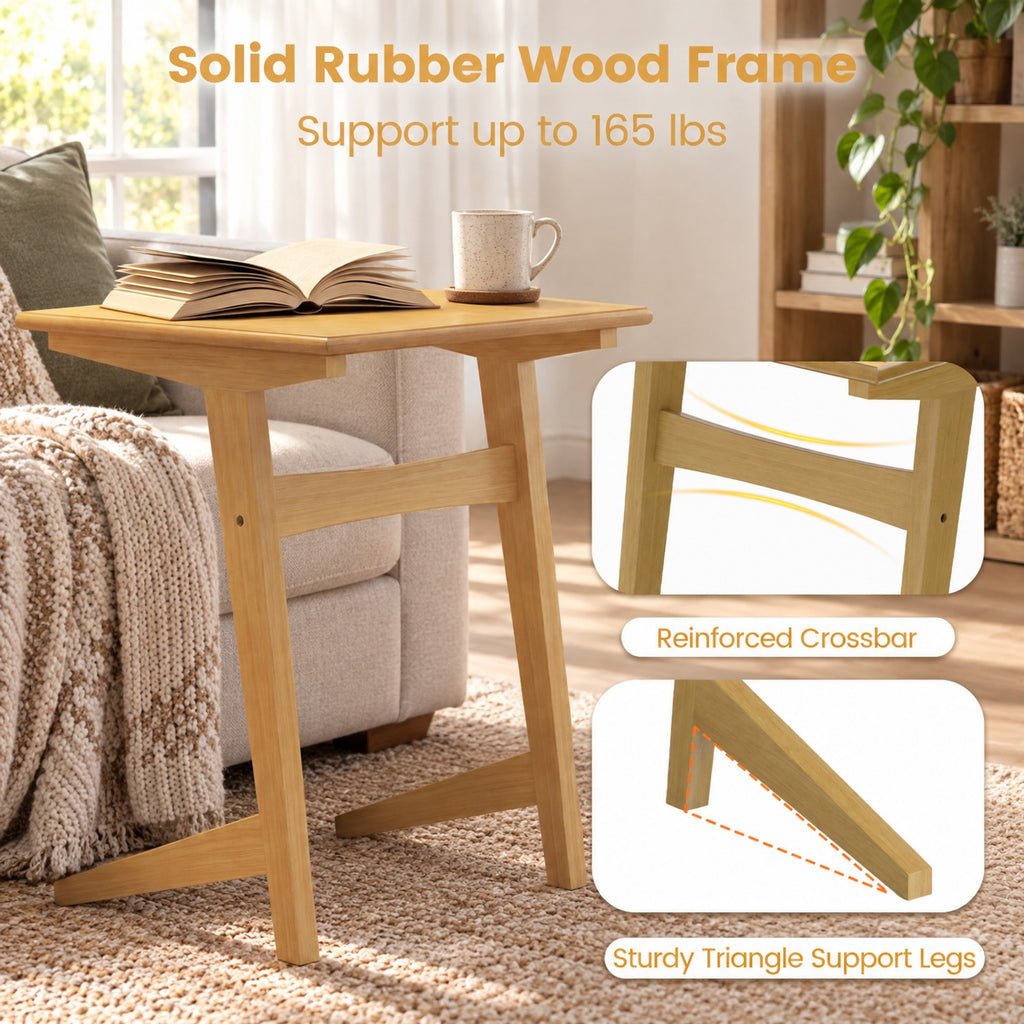 Airfind Set of 2 Wood Sofa Side Table C, 165 lbs Capacity, Rubber Wood MDF Frame, 20 x 18 x 24.5 Footprint, Wood