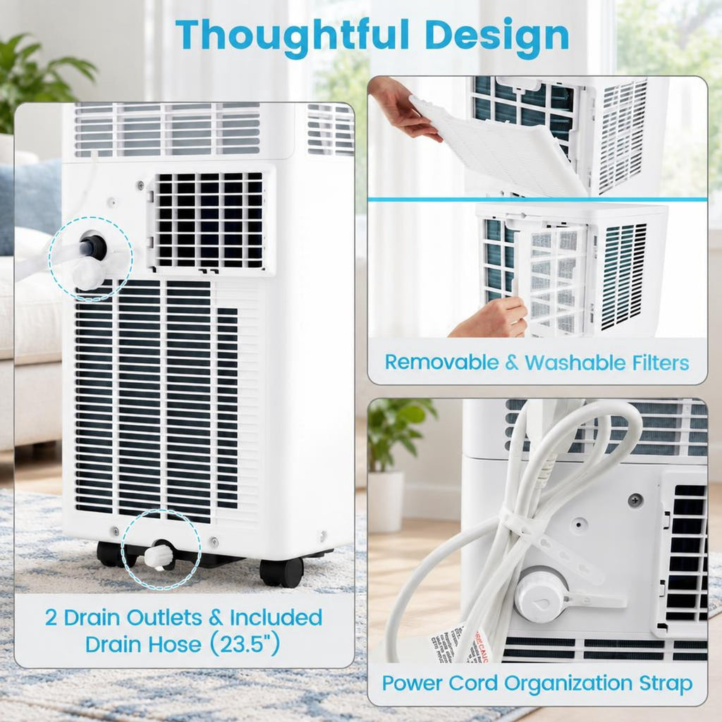 Airfind 8200/10000 BTU Portable Air Conditioner 3-in-1 Stand up AC Unit with Dehumidifier-8200 BTU, HIPS ABS Frame, White