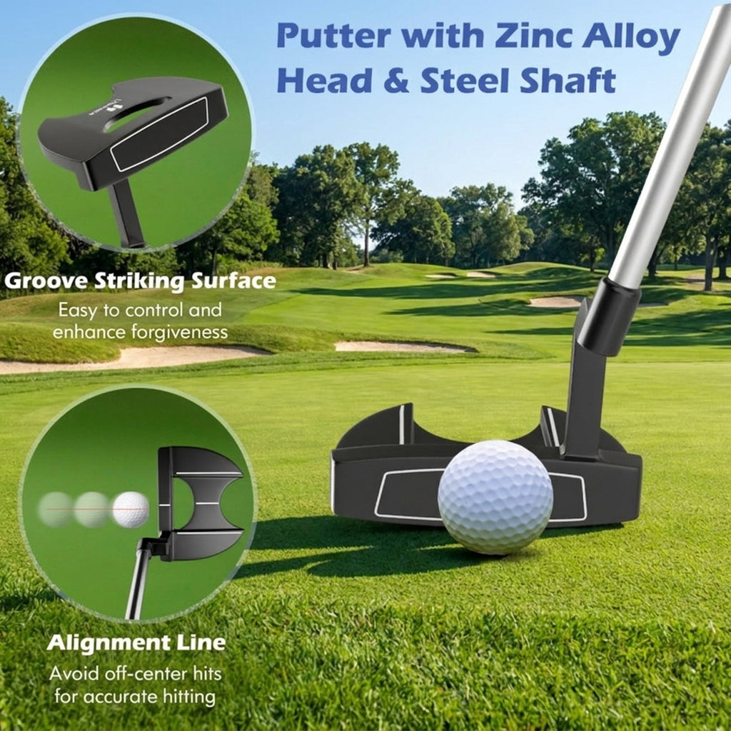 Airfind Mens Complete Golf Club Set with 9 Pieces Including Graphite Shafts and TPR Grips Plus 3 Headcovers and Expanded Sweet Spot Irons as a Full Golf Club Set, Gray
