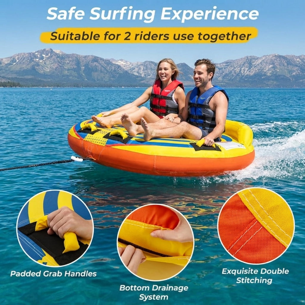 Airfind Heavy-Duty Inflatable Towable Tube for Boat Excursions, Yellow