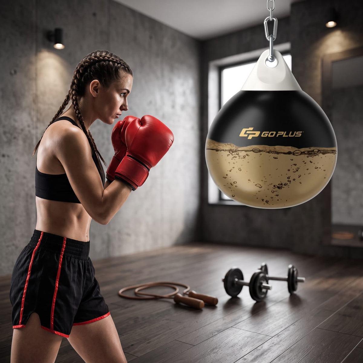 Airfind 21 Inch Water Aqua Punching Bag with Adjustable Metal Chain and Water Hose for Home Gym Boxing and Reaction Training, Black