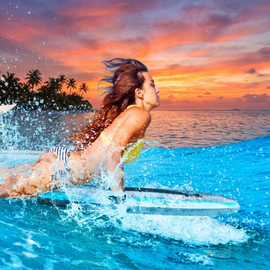 Airfind 41 Boogie Board with Sunset Splash Graphic Deck ¡ª EPS Core, XPE Top, HDPE Slick Bottom, Crescent Tail, Coiled Wrist Leash