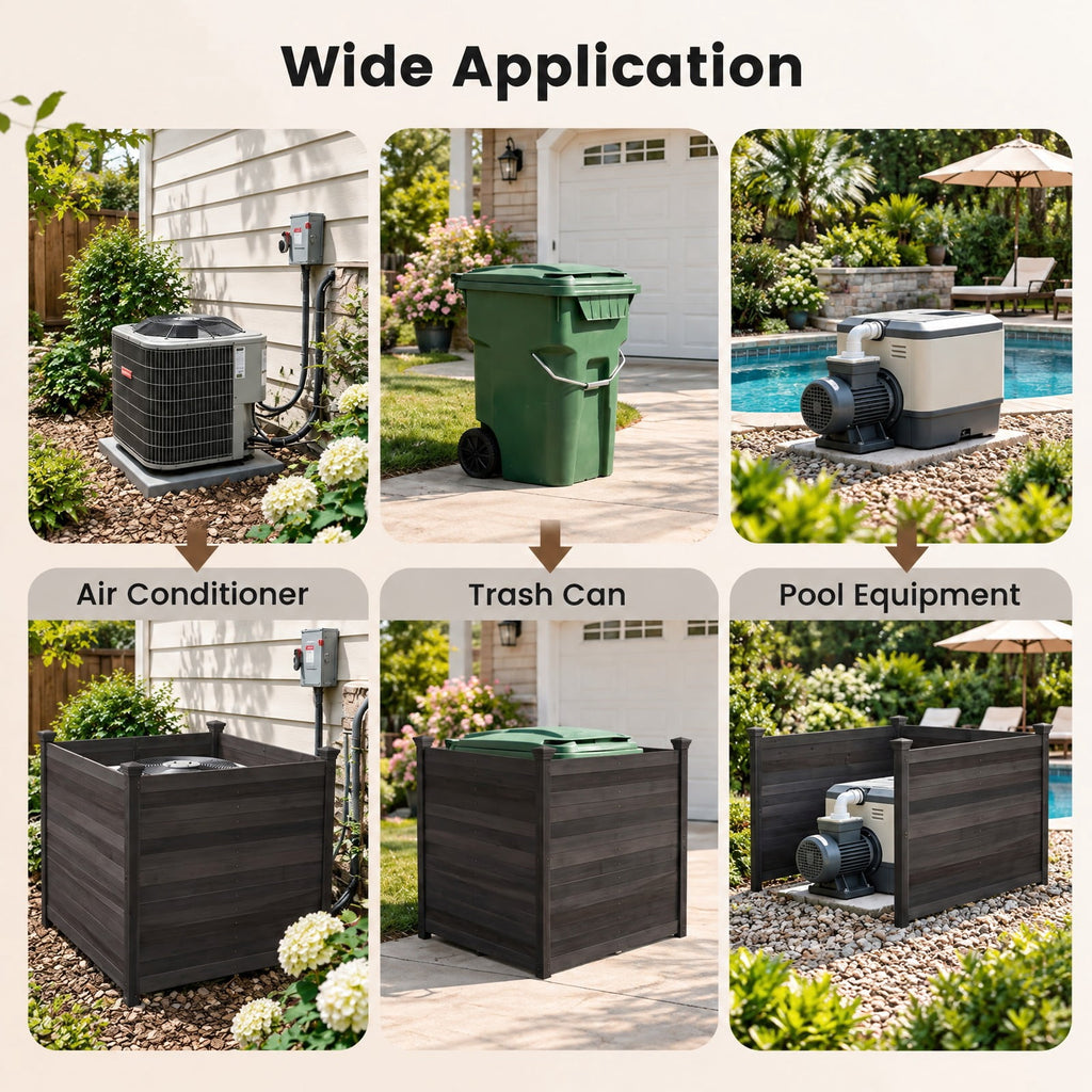 Airfind 3-Panel Outdoor Privacy Air Conditioner Fence for Outside, Fir Wood, 47 Inch x 47 Inch x 45.5 Inch Length of Each Ground Stake 12 Inch