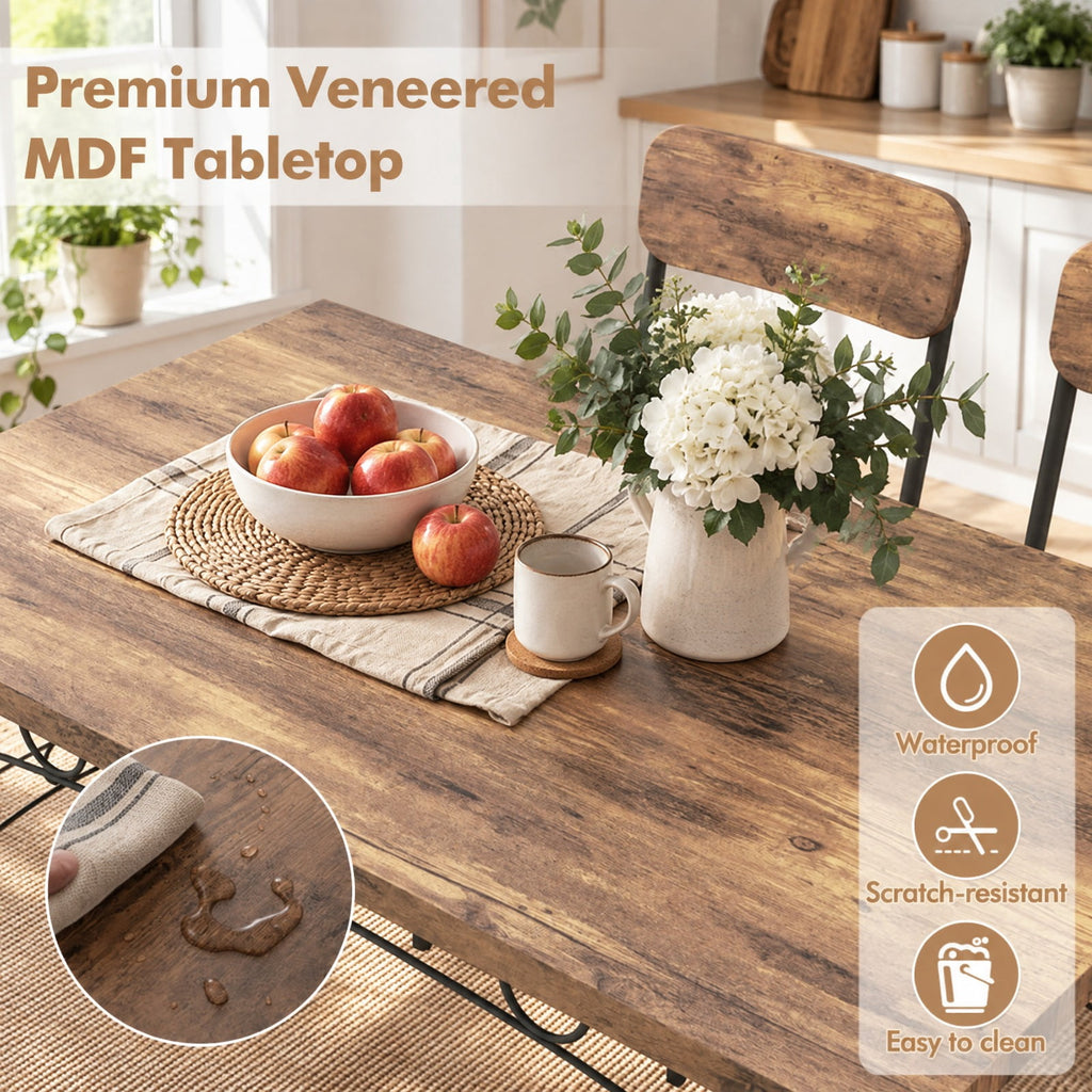 Airfind 5-Piece Industrial Dining Table Set for 4 for Small Place Apartment, 200 lbs Capacity, MDF Metal Frame, Coffee