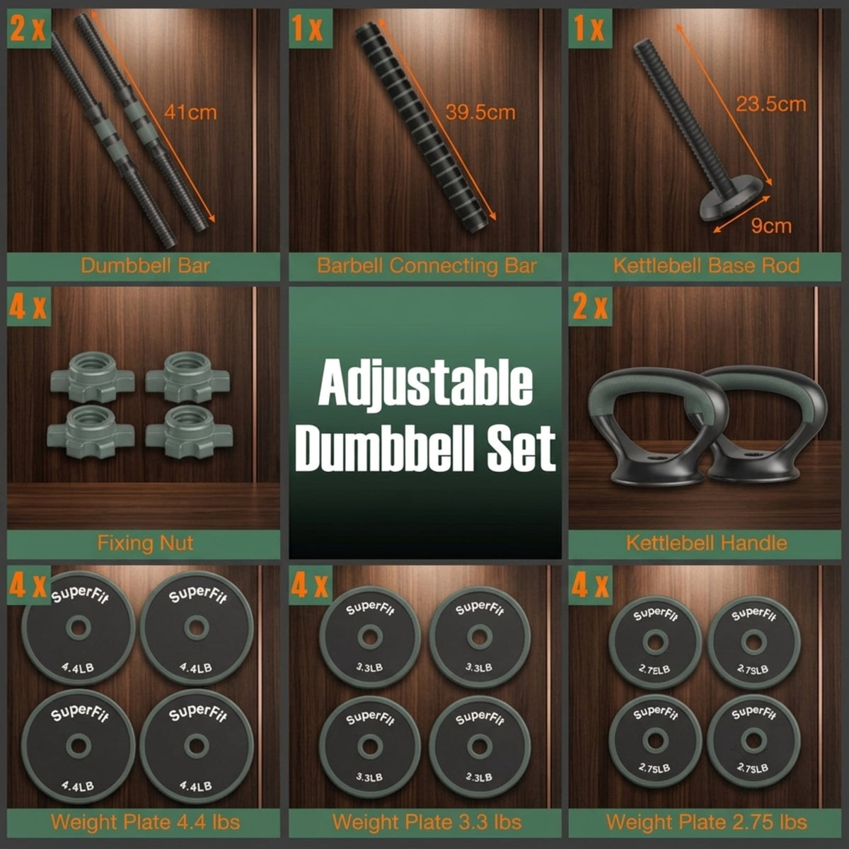 Airfind Adjustable Dumbbell Set with Connector Barbell and Kettlebell Conversion and Foam Grip Handles for Home Gym Full Body Workouts, Black
