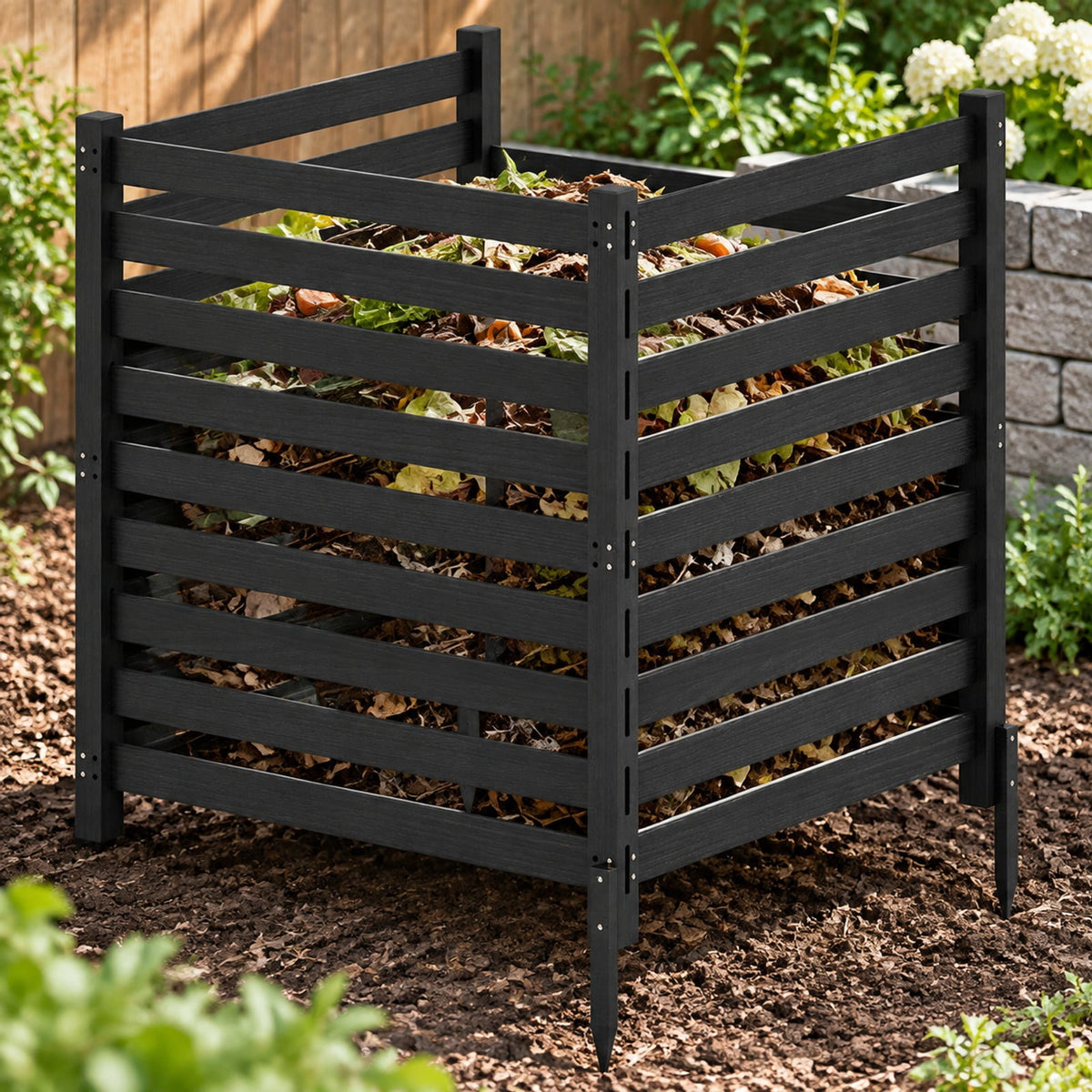 Airfind 3-Panel Wooden Outdoor Privacy Fence with Ground Stakes, Fir Wood Frame, Black, Product Dimensions of Each Screen 38.5 Inch