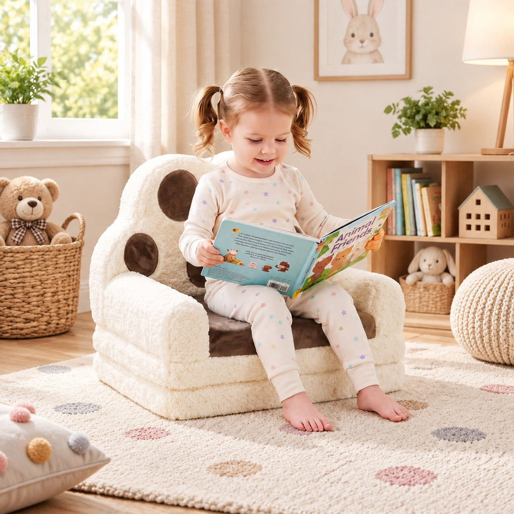 Airfind 2-in-1 Convertible Kids Sofa to Lounger with Removable Cover, Cotton Velvet Sponge Frame, for 18-36 Months Old, Brown