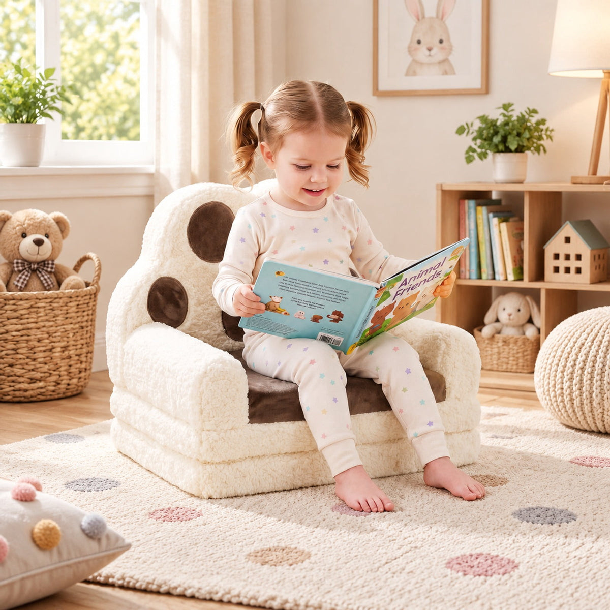 Airfind 2-in-1 Convertible Kids Sofa to Lounger with Removable Cover, Cotton Velvet Sponge Frame, for 18-36 Months Old, Brown